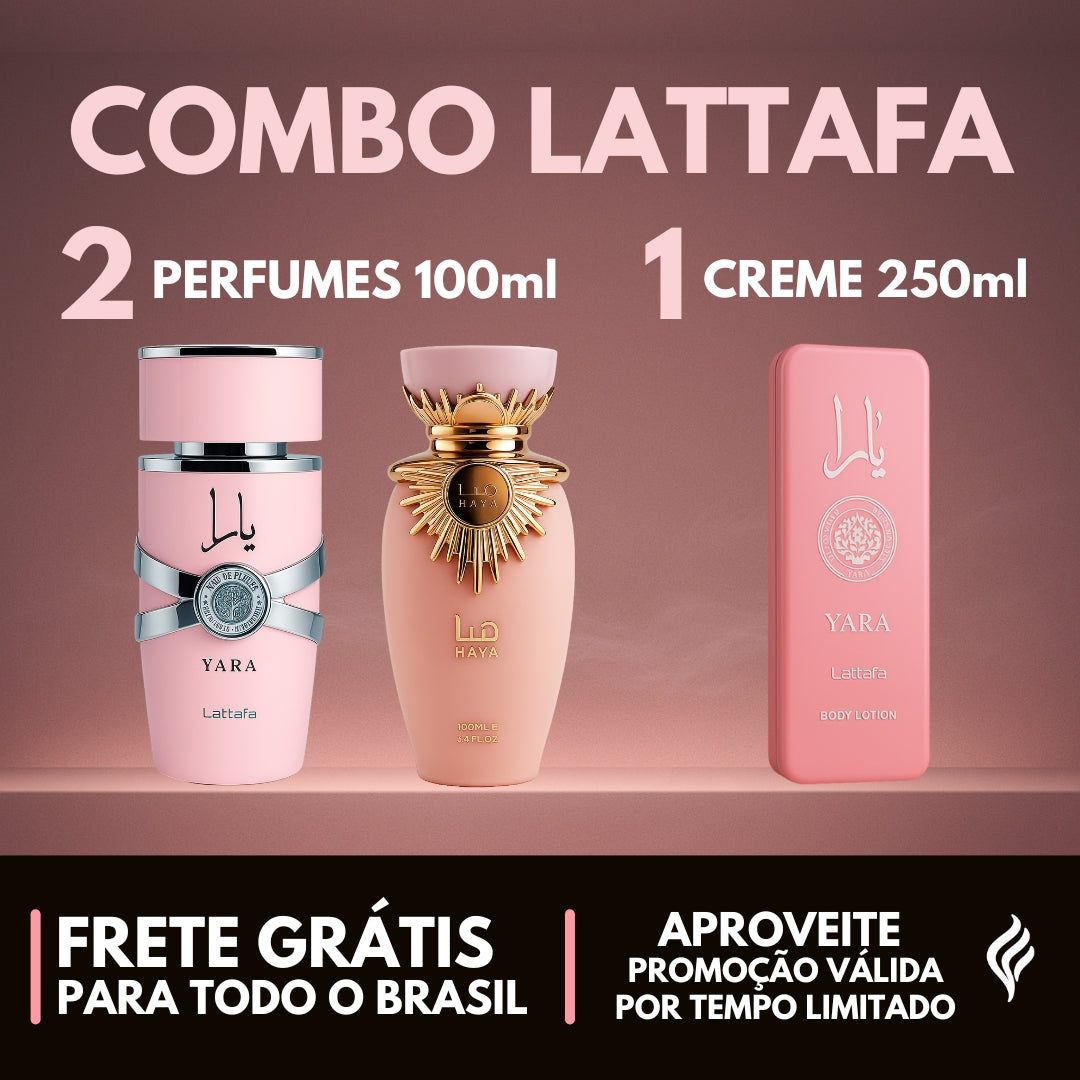 COMBO LATTAFA - 2 PERFUMES (100ml) + 1 CREME HIDRATANTE DE BRINDE (250ml)